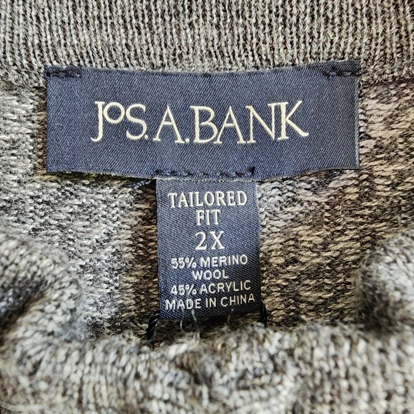 2XL Sweater Gray Jos A Bank Mock Neck Quarter Zip Mens New Merino Wool Blend Nwt - Picture 5 of 17